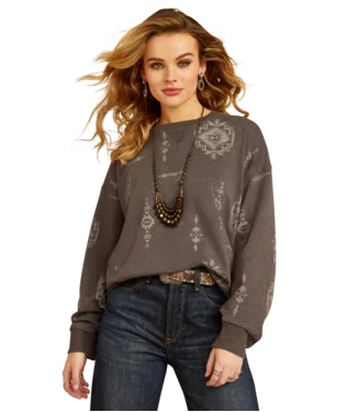 WOMENS OVERSIZED ARIAT OUTLAW SWEATSHIRT Hoodie with Zipper Placket Modern Functional