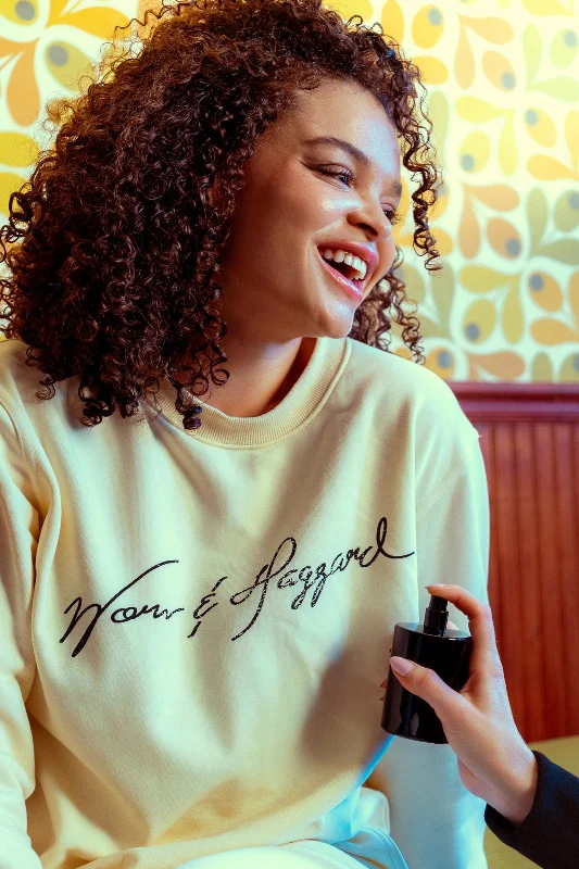 WORN & HAGGARD - Signature Ivory Sweatshirt Hoodie with Batwing Sleeves Loose Dramatic