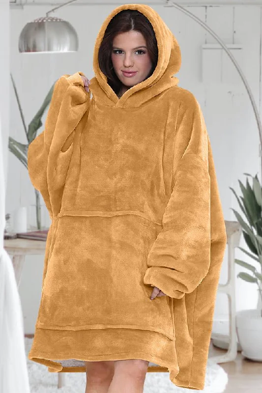 Plain Ultra Soft Front Pocket Oversize Hoodie Blanket Hooded Sweatshirt Casual Wear Street Style