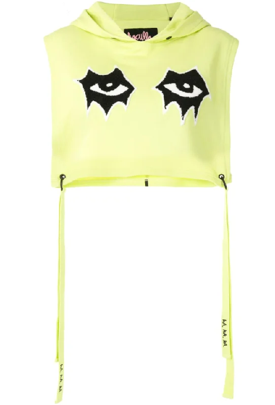 SIGNATURE CROP HOODIE NEON LIME Hoodie with Tied Waist Feminine Flattering