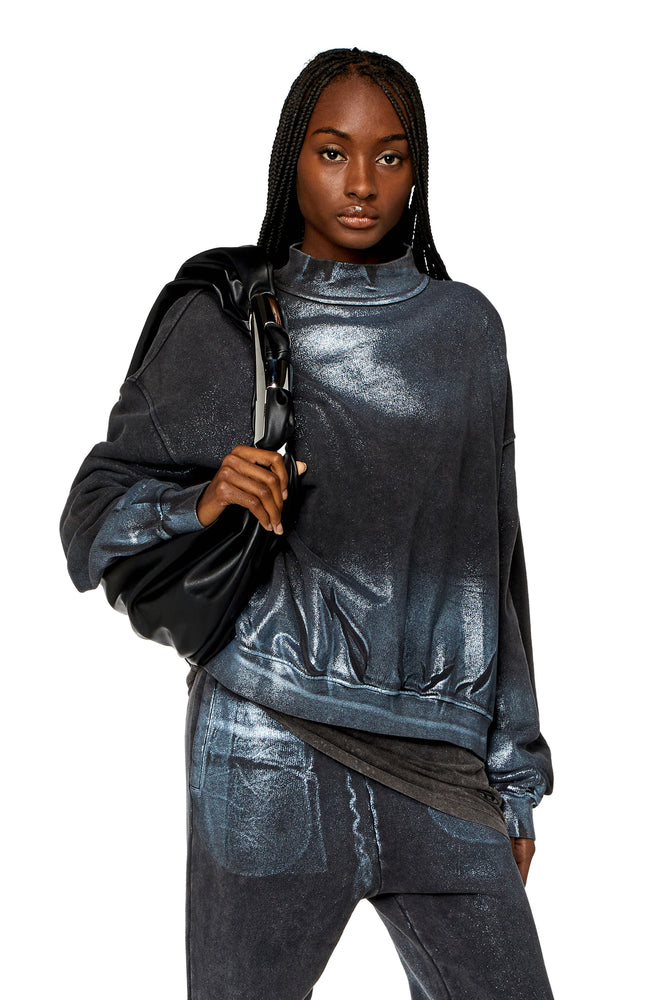 Faded metallic sweatshirt Hoodie with Zipper Placket Modern Functional