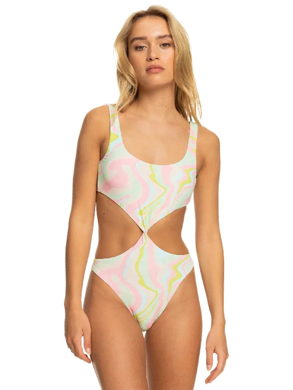 Womens Tropics Hype Reversible One-Piece Swimsuit High-Cut One-Piece