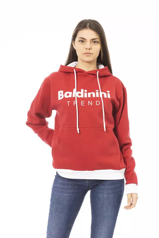 Baldinini Trend Red Cotton Women's Hoodie Graphic Hoodie Design Print