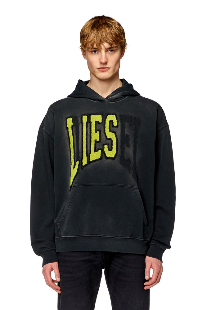College hoodie with LIES patches Hoodie with Fur Luxurious Winter