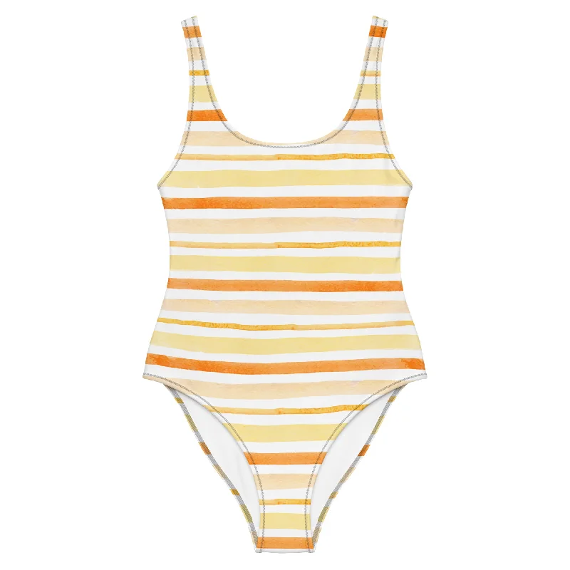 Citrus Splash One-Piece Swimsuit Deep-V Swimsuit Design