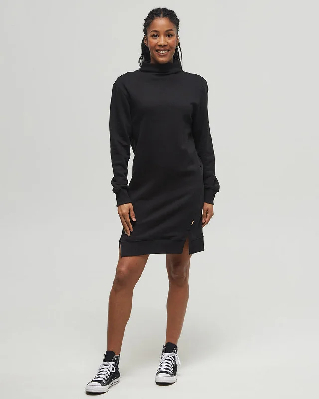 TenTree TreeFleece Mock Neck Sweatshirt Dress Hoodie with Hem Contrast Bold Stylish
