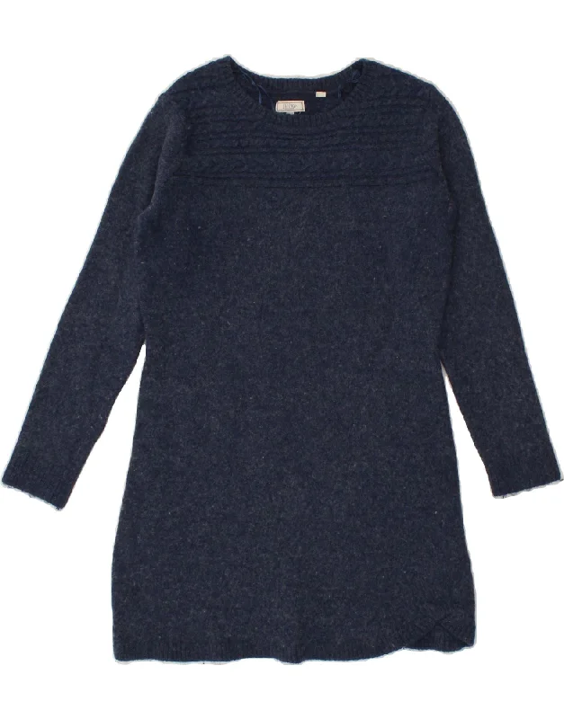 FAT FACE Womens Long Sleeve Jumper Dress UK 12 Medium Navy Blue Wool Tunics Chic fashionable