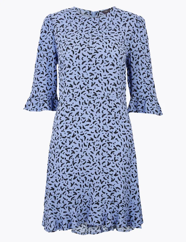 Printed Ruffle Mini Fit & Flare Dress Tunics Wedding white