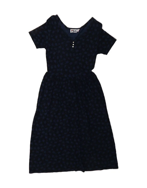 FILA Womens Abstract Pattern A-Line Dress IT 42 Medium Black Tunics Chic elegant