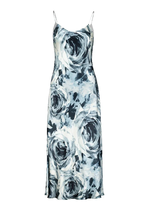 ARIA ROSE SILK SLIP DRESS Tunics Print Colorful