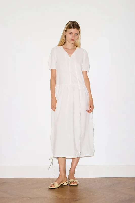 Draw Hem Dress - White Tunics Practical durable