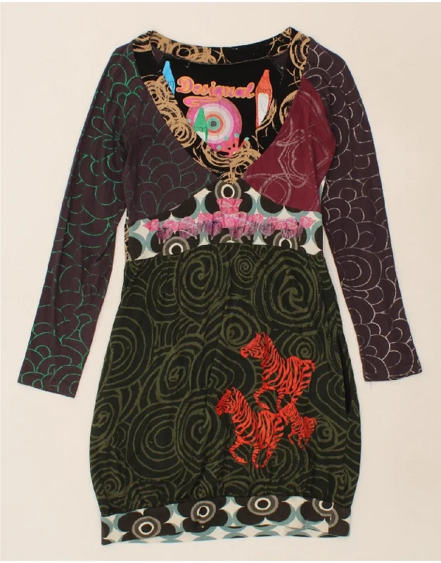 DESIGUAL Womens Graphic Bubble Dress UK 12 Medium Multicoloured Floral Tunics Spring floral