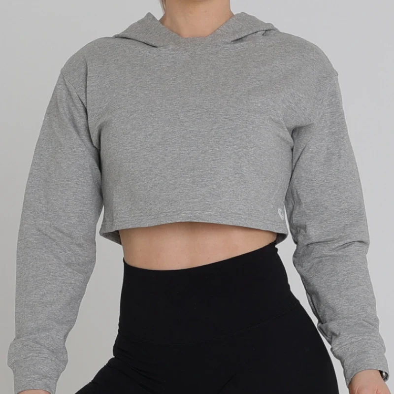 HARLEY CROPPED HOODIE Hoodie with Hem Patch Decorative Personalized