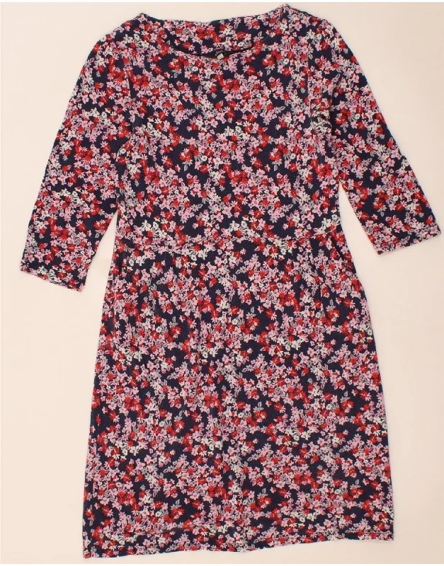 JOULES Womens 3/4 Sleeve Sheath Dress UK 12 Medium Navy Blue Floral Tunics Party sparkling