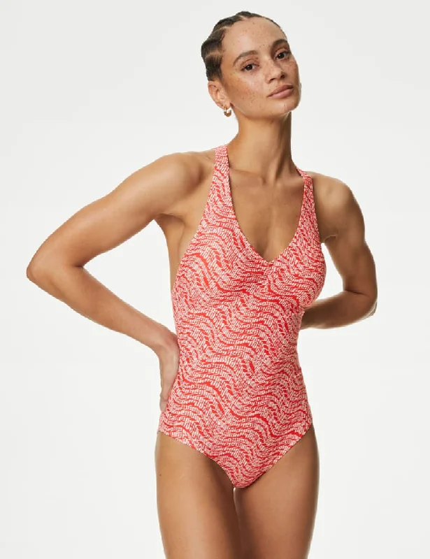 Printed Halterneck Swimsuit Floral Print Swimsuit