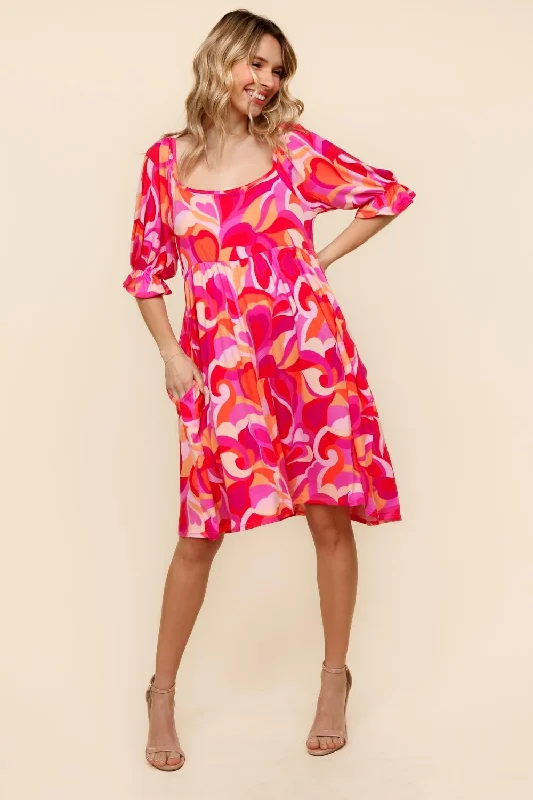PLUS SQUARE NECK KNEE LENGTH DRESS W/SIDE POCKETS Tunics Luxurious high-end
