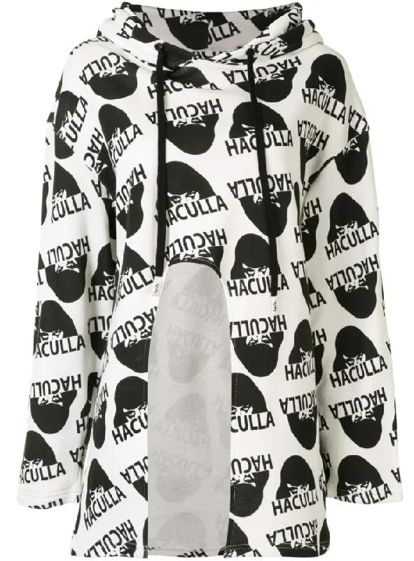 WATCHING YOU HOODIE  OFF WHITE Hoodie with Drawstring Waist Adjustable Fitted