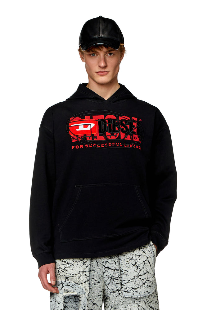 Hoodie with layered logos Hoodie with Crew Neck Simple Timeless