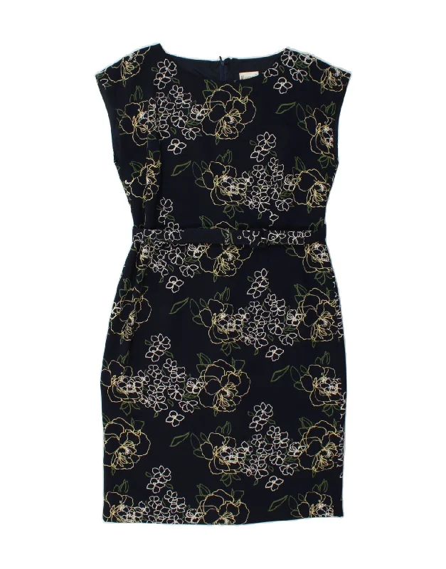 ROMAN Womens Sheath Dress US 14 XL Navy Blue Floral Polyester Boatneck Modish Everyday ROMAN Womens Sheath Dress US 14 XL Navy Blue Floral Polyester Boatneck Modish Everyday