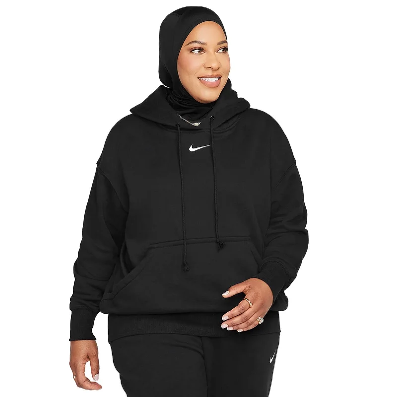 Nike Phoenix Fleece Oversize Hoodie DQ5860-010 - schwarz Hoodie with Tied Waist Feminine Flattering