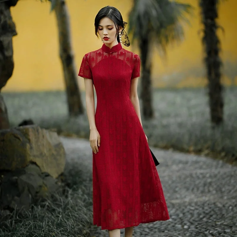 Chinese wedding qipao, A-line Bridal dress, tea ceremony Tunics Denim casual