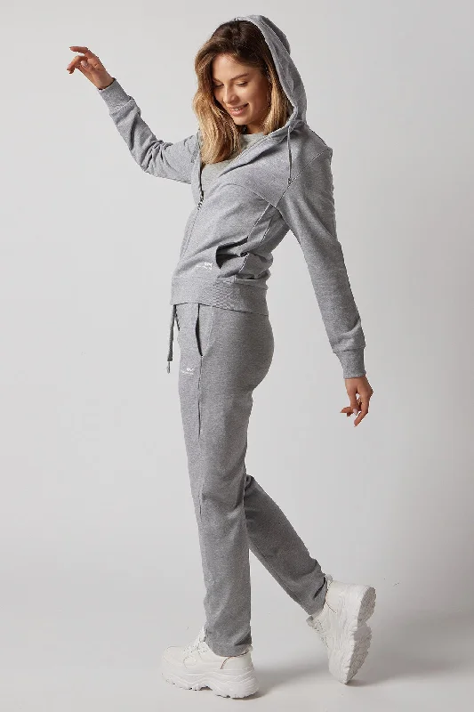 Women's Set With Zippered Hoodie And Joggers Grey Hoodie Dress Longline Feminine