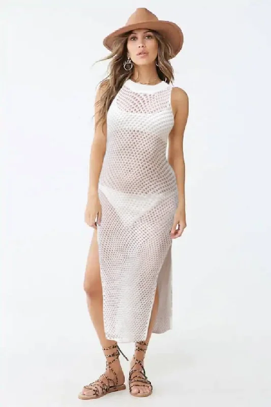 Hollow Out Crochet Swimsuit Cover Up Dress for Women Crisscross Back Swimsuit