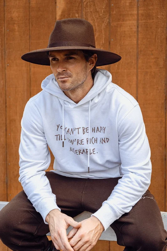 YOU CAN'T BE HAPPY - Snow Hoodie Hoodie with Exposed Zipper Edgy Industrial