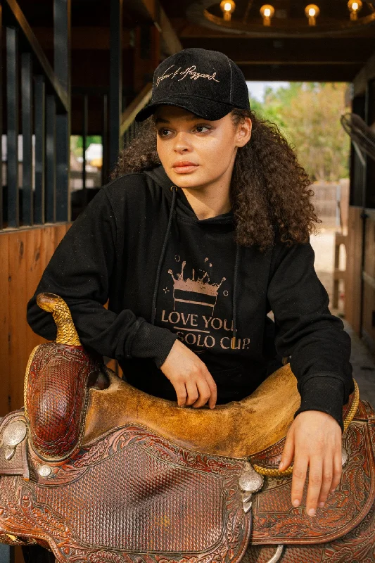 I LOVE YOU - Midnight Hoodie Hoodie with Rolled Sleeves Casual Relaxed