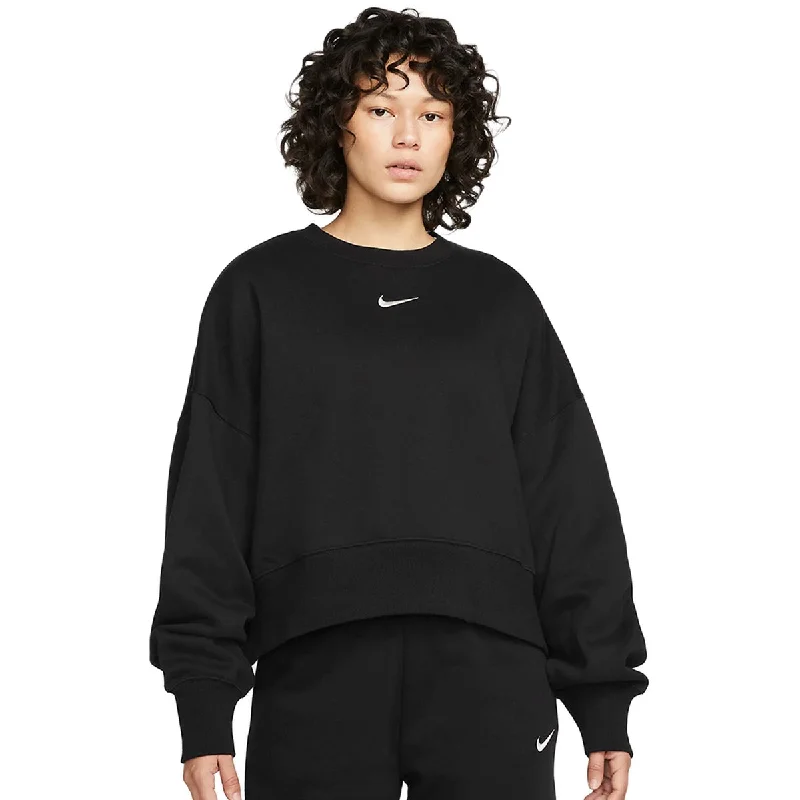 Nike Phoenix Fleece Over-Oversize Crewneck Sweatshirt DQ5761-010 - schwarz Hoodie with Front Slit Layering Stylish