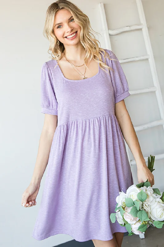 Lilac Two Tone Ribbed Dress Tunics Short Trendy