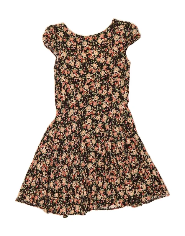 BENETTON Womens A-Line Dress UK 4 XS Multicoloured Floral Tunics stripes playful