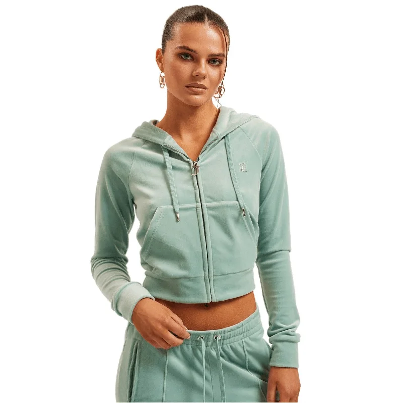 Juicy Couture Madison Classic Velour Hoodie JCWA122001-608 - mint Hoodie with Magnetic Closure Innovative Modern
