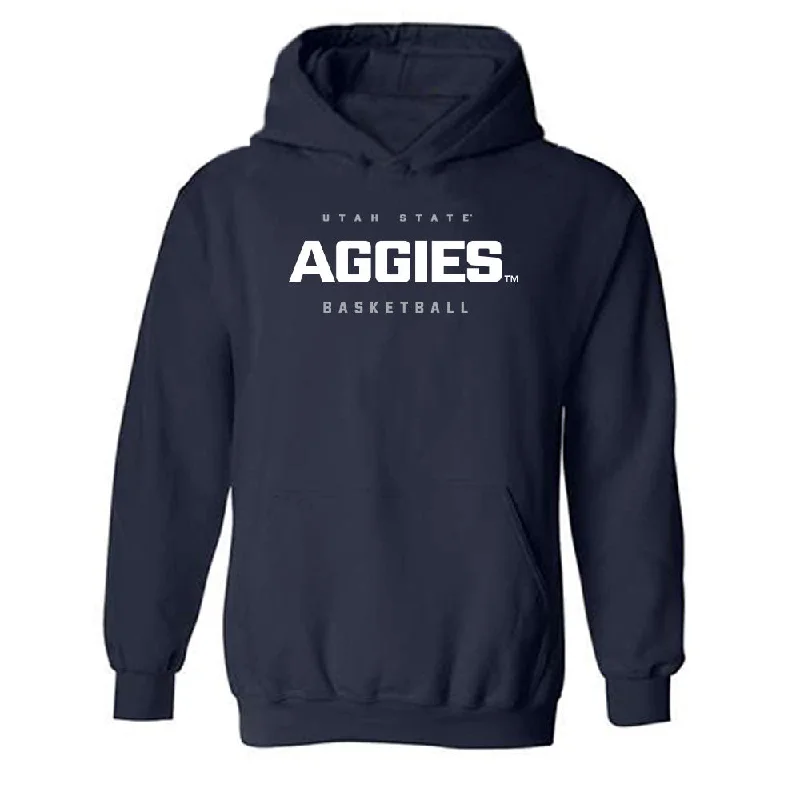 Utah State - NCAA Women's Basketball : Gracie Johnson - Hooded Sweatshirt Hoodie with Monochrome Minimalist Simple