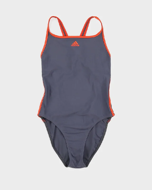 Grey and Orange Adidas Swimsuit - S Deep-V Swimsuit Design