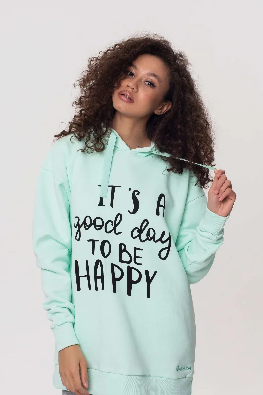 Women's basic hoodie "Positive" Hoodie with Distressed Vintage Worn