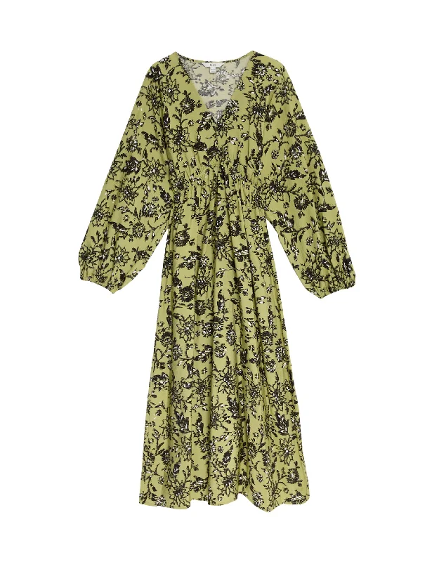 Printed V-Neck Midaxi Waisted Dress Tunics Print Colorful