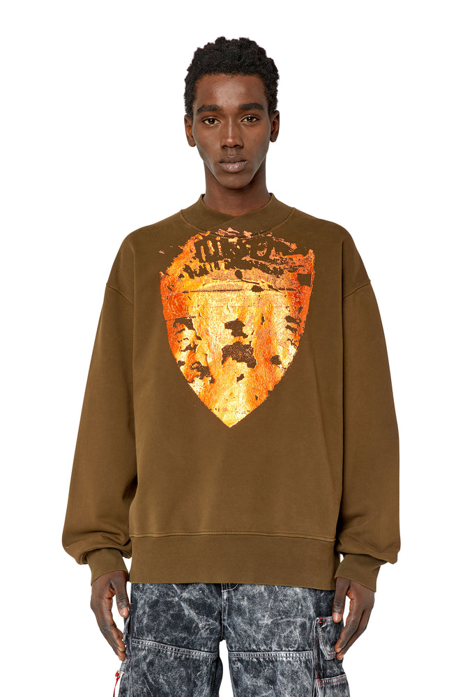 Sweatshirt with cracked foil print Hoodie with Cuffed Sleeves Snug Secure