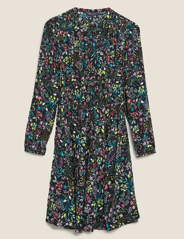 Floral Mini Waisted Dress Tunics Evening elegant
