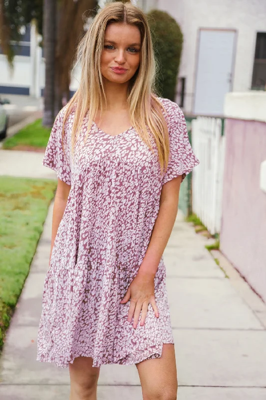 Mauve Animal Dress Tunics Polka dots