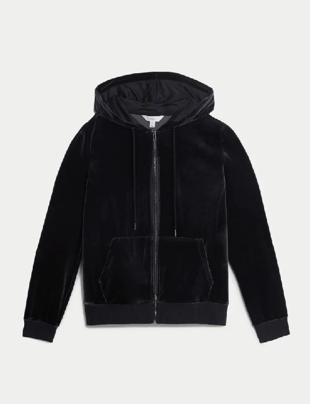 Velour Hoodie Hoodie with Patch Decorative Personalized