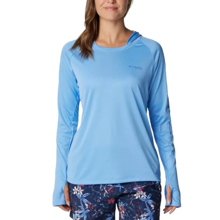 Women's Tidal Tee Hoodie White Cap/Bluebell Logo Hoodie with Contrast Stitching Detailed Premium