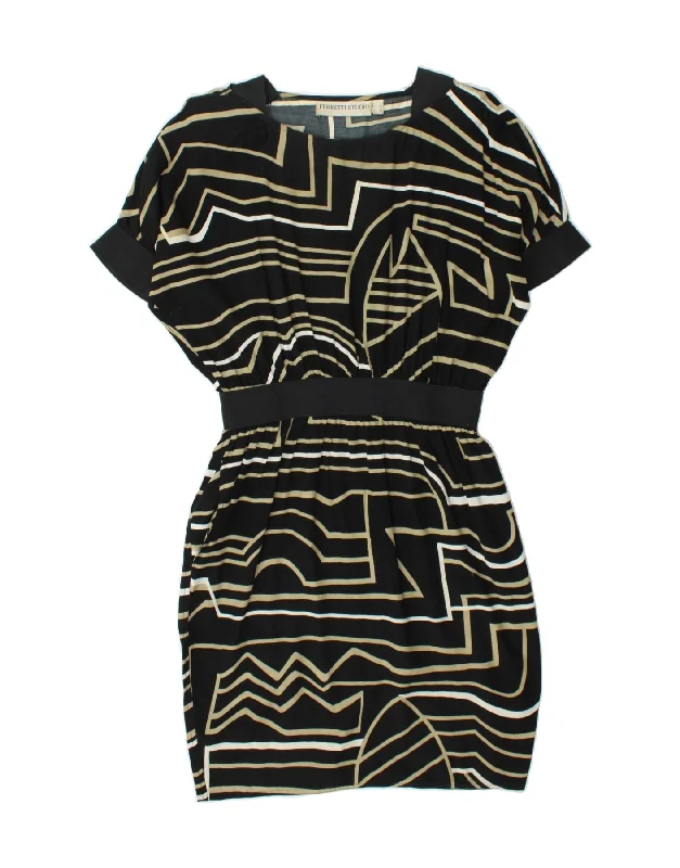 FERRETTI STUDIO Womens Bubble Dress UK 14 Large  Black Geometric Viscose Tunics Fashionable trendy