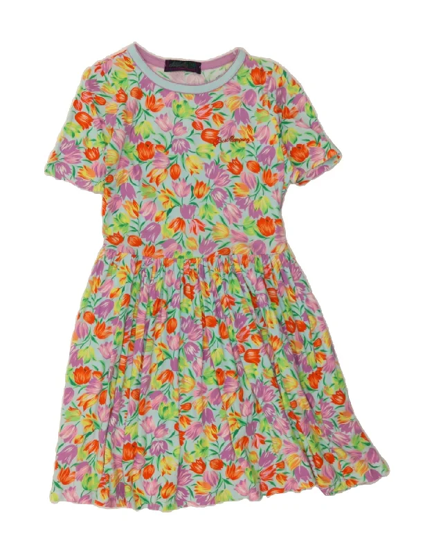 BEST COMPANY Womens A-Line Dress UK 12 Medium Multicoloured Floral Cotton sweetheart Neckline Romantic