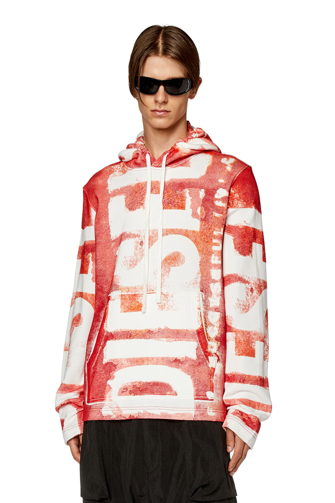 Watercolour-effect logo hoodie Hoodie with Snap Buttons Easy Quick