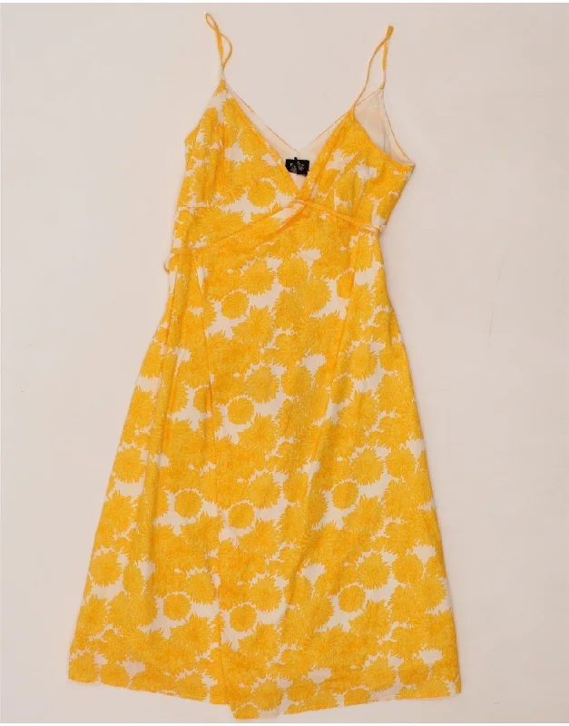 MOSSIMO Womens Sleeveless A-Line Dress UK 4 XS Yellow Floral Cotton Tunics Sale discount