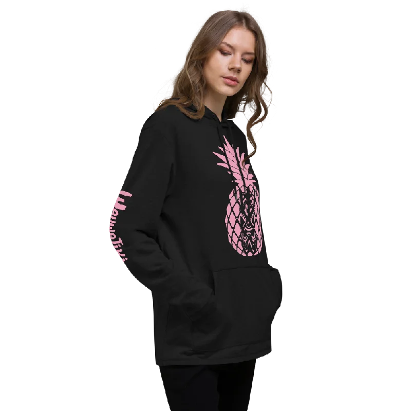 Tiki Pineapple Lightweight Hoodie - Pink Hoodie with Gradient Ombre Colorful