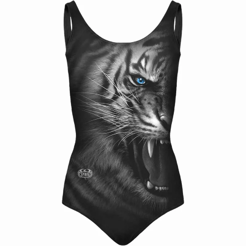 TIGER WRAP - Allover Scoop Back Padded Swimsuit Solid Color Swimsuit