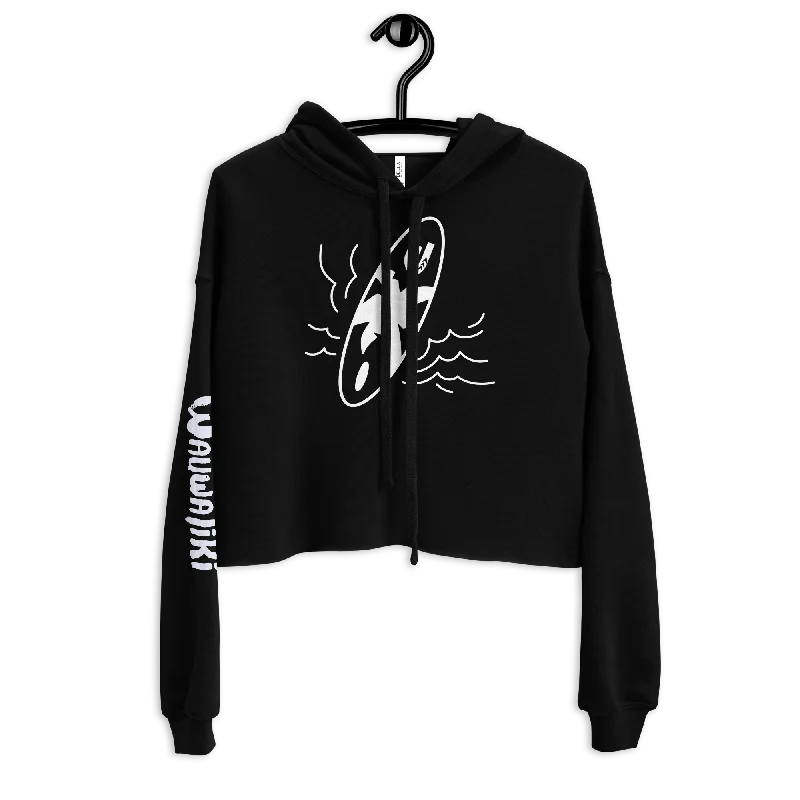 Surfer Girl Crop Hoodie Hoodie with Raw Hem Edgy Unfinished