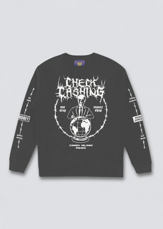 Check Cashing Graphic Sweatshirt Hoodie with Strings Custom Fit Adjustable